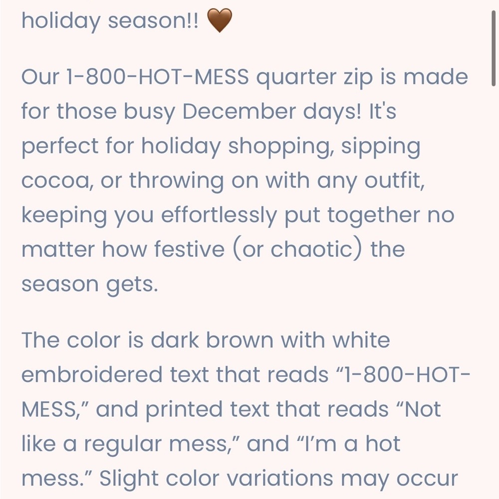 Chocolate brown Half-Zip Graphic Pullover Sweatshirt - 1-800-HOT-MESS - Picture 3 of 4